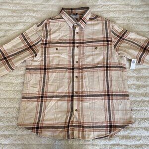 Old Navy Sand Beige, Red, Plaid Men's Flannel, XL